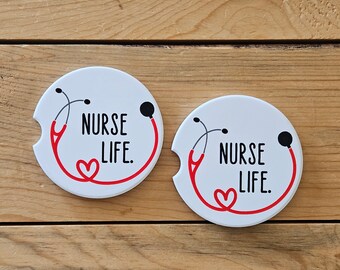 Nurse Life Car Coasters, Fun Car Coasters, Nurse Graduation Gift, Nurse Car Coasters, Nurse Appreciation Gift, RN Gift, New Nurse Gift, NP