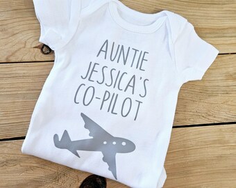 Auntie's Co-Pilot Baby Clothes, Personalized Baby Gift, Aunt Pregnancy Announcement, Custom Shirt