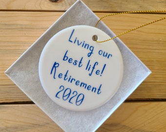 Living Our Best Life Retirement Ornament, Retirement, Personalized Retirement Gift, Retired Couple, Retired Christmas, Retirement Christmas