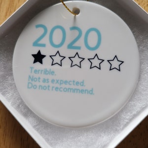 2020 Review Ornament, Ceramic Ornament, Year In Review Ornament, , Pandemic Ornament, It Was Terrible A Terrible Year, Funny Christmas Gift Turquoise