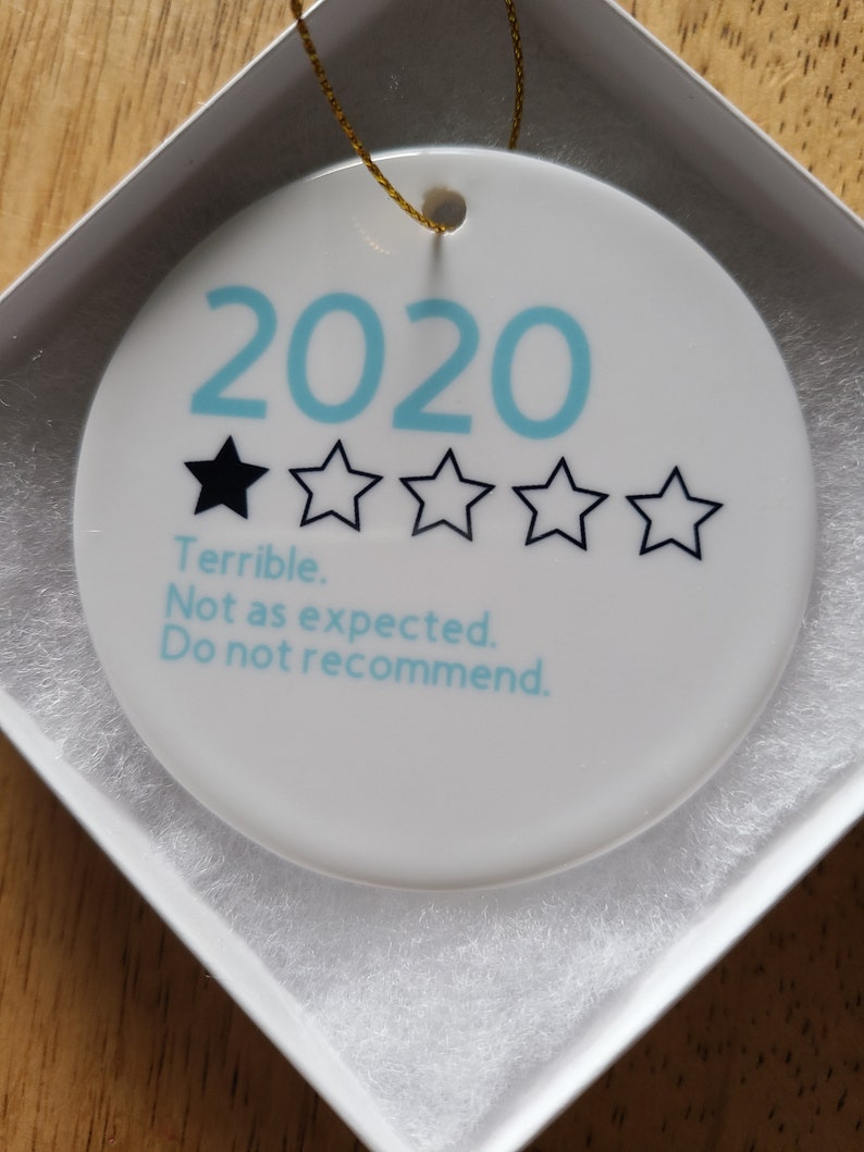 2020 Review Ornament, Ceramic Ornament, Year In Review Ornament, , Pandemic Ornament, It Was Terrible A Terrible Year, Funny Christmas Gift Turquoise