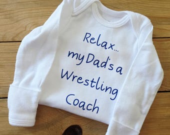 Dad's A Wrestling Coach Baby Clothes, Dad Pregnancy Announcement, Funny Coach Shirt, Gender Neutral Gift