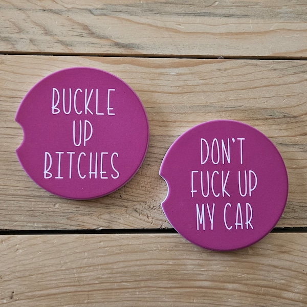 Car Coasters For Women, Funny Birthday Gift, Sassy Car Accessories, Swear Word Coaster