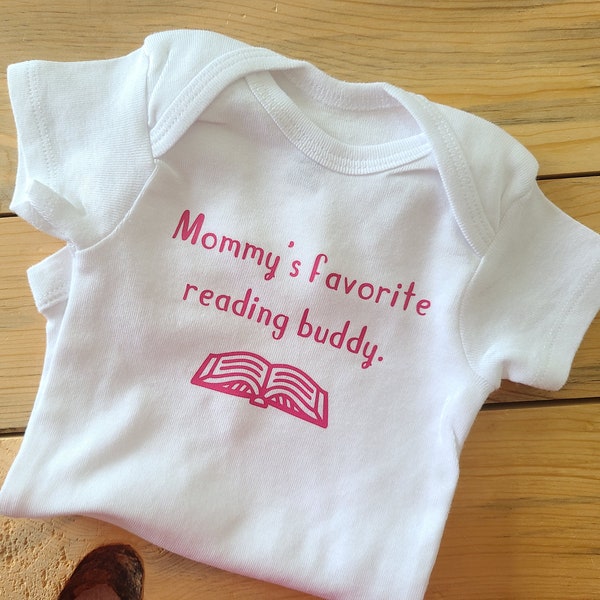Mommy's Reading Buddy Baby Clothes, Book Club Baby Gift, Pregnancy Announcement, Teacher Shirt