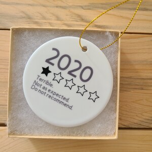 2020 Review Ornament, Ceramic Ornament, Year In Review Ornament, , Pandemic Ornament, It Was Terrible A Terrible Year, Funny Christmas Gift Dark Gray