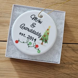 Mimi and Granddaddy Personalized Ornament, Personalized Grandparent Christmas, Personalized Grandparent Ornament, Pregnancy Announcement