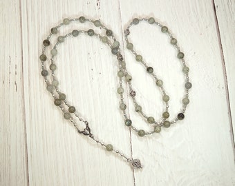 Persephone Prayer Bead Necklace in White Labradorite: Greek Goddess of Spring, Growth, Death and the Afterlife, Queen of the Underworld