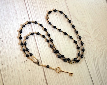 Hecate (Hekate) Prayer Bead Necklace in Golden Obsidian: Greek Goddess of Magic, Witchcraft, Darkness, Protection of the Home and Women