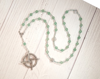 Brigid (Brighid, Brigit) Prayer Bead Necklace in Green Aventurine: Irish Celtic Goddess of Poetry, Crafts and Healing