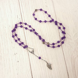 Dionysos Prayer Bead Necklace in Amethyst: Greek God of Wine, Theater, the Mysteries