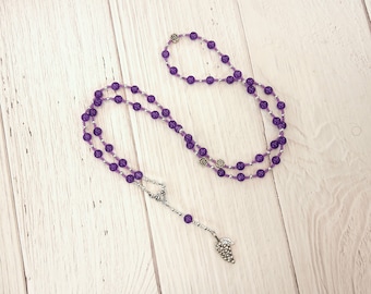 Dionysos Prayer Bead Necklace in Amethyst: Greek God of Wine, Theater, the Mysteries