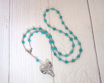 Amun (Amon) Prayer Bead Necklace in Stabilized Turquoise: Egyptian Creator God, King of Gods