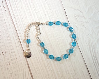 Hera Prayer Bead Bracelet with Lotus: Greek Goddess of the Sky and Heavens, Marriage and Fidelity, and Queen of Olympus