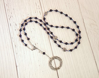 Apollo Prayer Bead Necklace in Blue Goldstone: Greek God of Music and the Arts, Health and Healing, Archery and the Sun