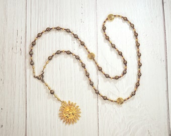 Belenos (Belenus) Prayer Bead Necklace in Pyrite: Gaulish Celtic God of the Sun