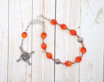 Brigid (Brigid, Brigit) Pocket Gebetskette in Orange: Irische keltische Göttin der Poesie, des Handwerks und der Heilung