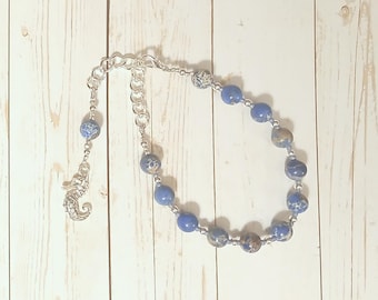Poseidon Prayer Bead Bracelet in Sea Sediment Jasper: Greek God of the Sea, Protector and Patron of Sailors