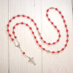 Inanna (Ishtar) Prayer Bead Necklace in Red Jade: Sumerian Mesopotamian Goddess of Love, War, Power, Justice