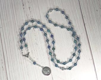 Rhea Prayer Bead Necklace in Lapis-Chrysocolla: Titan Goddess of the Earth, Mother of the Greek Gods