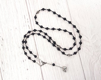 Hades Prayer Bead Necklace in Black Onyx: Greek God of Death and the Afterlife, Abundance and Wealth, and King of the Underworld
