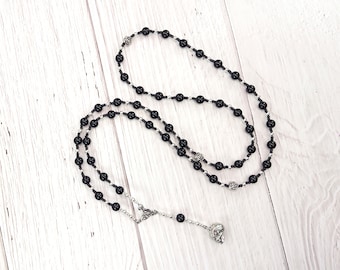 Hades Prayer Bead Necklace in Black Onyx: Greek God of Death and the Afterlife, Abundance and Wealth, and King of the Underworld