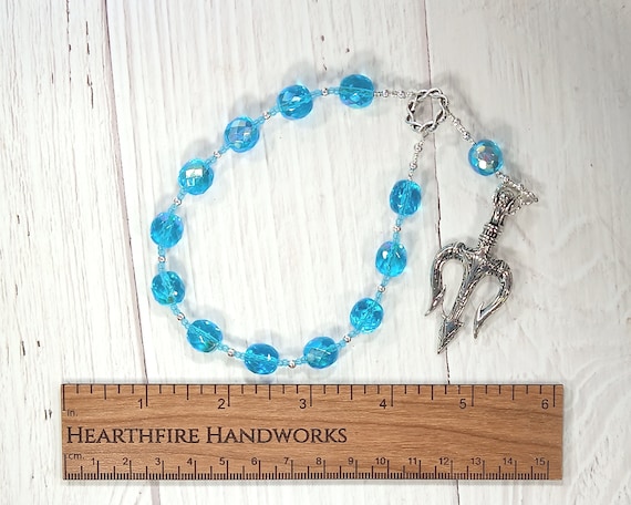Poseidon Pocket Prayer Beads With Trident Greek God of the Sea