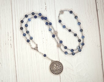 Sleipnir Prayer Bead Necklace in Sodalite: Son of Loki, Steed of Odin, Best of Horses in Norse Lore