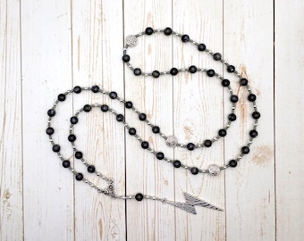 Collar de cuentas de oración Ukko en labradorita: dios finlandés del trueno, las tormentas y la buena cosecha.