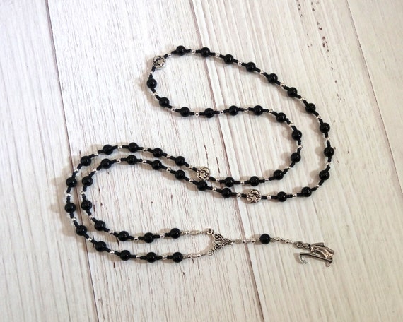 Thanatos Prayer Bead Necklace in Black 