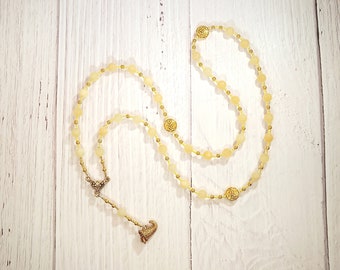 Rosmerta Prayer Bead Necklace in Honey Calcite: Gaulish Celtic Goddess of Abundance and Prosperity