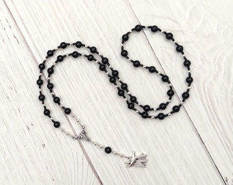 Anubis Prayer Bead Necklace in Black Onyx: Egyptian God of the Underworld and the Afterlife, Guardian of the Dead