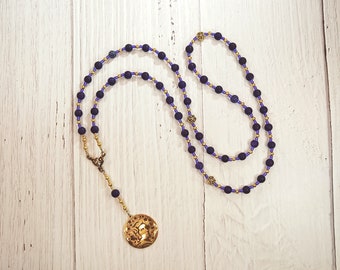 Dionysos Prayer Bead Necklace in Cracked Purple Agate: Greek God of Wine, Theater, the Mysteries