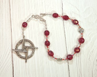 Brigid (Brigid, Brigit) Pocket Gebetskette in Rot: Irische keltische Göttin der Poesie, des Handwerks und der Heilung