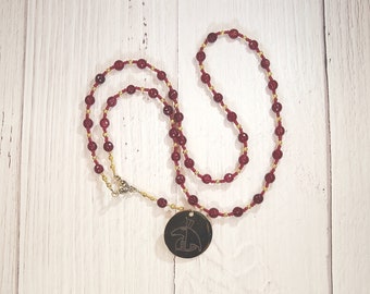 Set (Seth, Sutekh) Prayer Bead Necklace in Garnet: Egyptian God of Change, Chaos, Battle