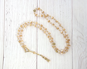 Aphrodite Prayer Bead Necklace in Mother of Pearl: Greek Goddess of Love and Beauty