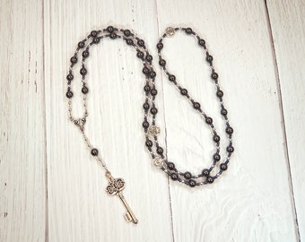 Hekate (Hecate) Prayer Beads in Hematite: Greek Goddess of Magic, Witchcraft, Night, Darkness, Protection of the Home and Women