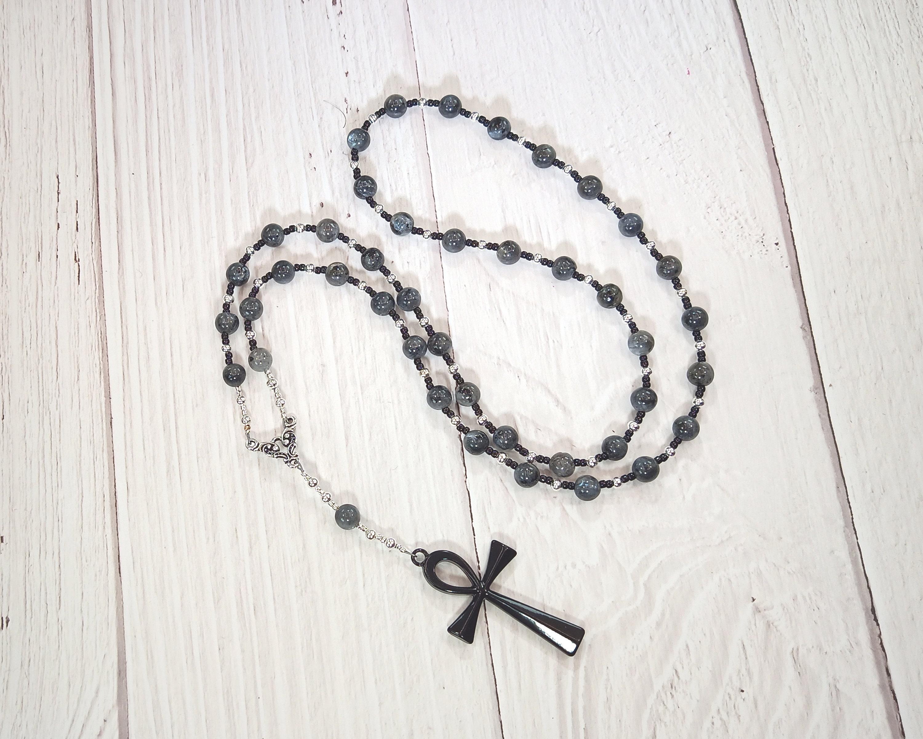 Ankh Black Rosary - Etsy