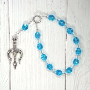 Poseidon Pocket Prayer Beads with Trident: Greek God of the Sea, Protector and Patron of Sailors