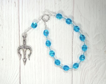 Poseidon Pocket Prayer Beads with Trident: Greek God of the Sea, Protector and Patron of Sailors