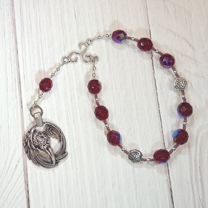 Morrigan Pocket Prayer Beads with Raven: Irish Celtic Goddess of War, Death and Sovereignty