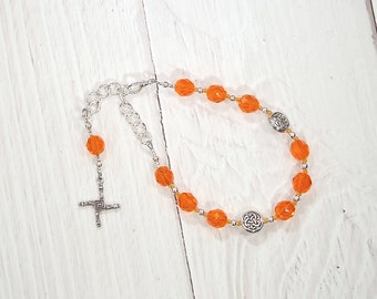 Brigid Gebetsperlen Armband in Orange: Irische keltische Göttin der Poesie, Kunsthandwerk und Heilung