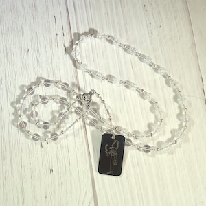 Nekhbet Prayer Bead Necklace in Clear and Cracked Quartz: Egyptian Vulture Goddess, Patron and Protector of Upper Egypt