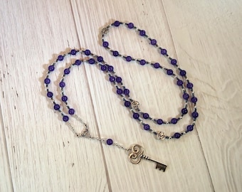 Hekate (Hecate) Prayer Beads in Amethyst: Greek Goddess of Magic, Witchcraft, Night, Darkness, Protection of the Home and Women