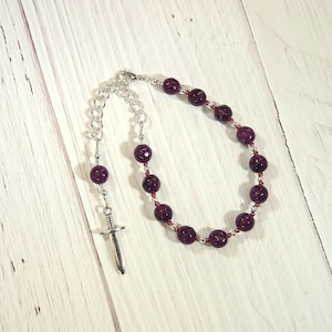Ares Prayer Bead Bracelet in Garnet: Greek God of War, Battle, Courage, and Survival, Patron and Protector of Soldiers