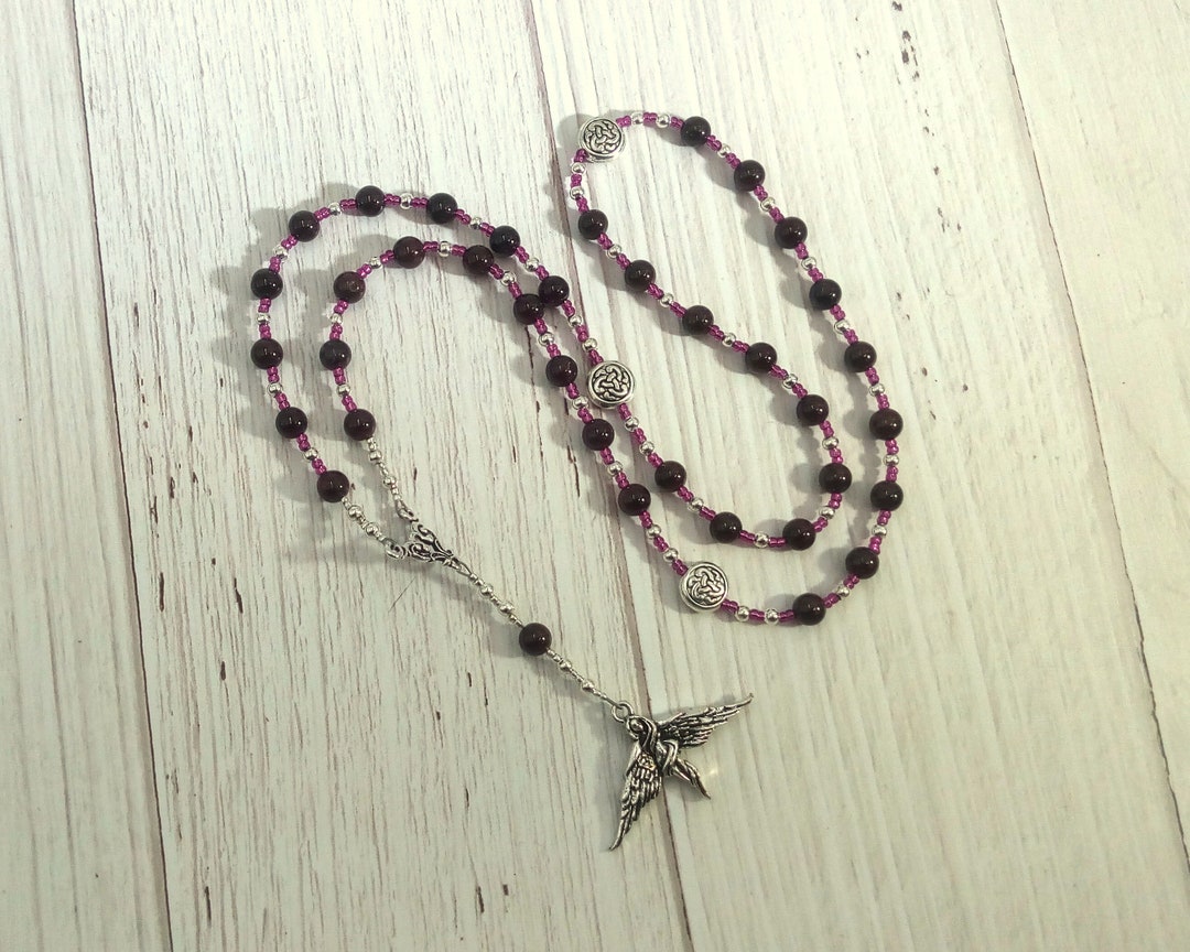 Freyja Prayer Bead Necklace in Garnet: Norse Goddess of Love, War, Passion, Magic