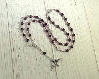 Freyja Prayer Bead Necklace in Garnet: Norse Goddess of Love, War, Passion, Magic