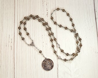 Hekate (Hecate) Prayer Bead Necklace in Smoky Quartz: Greek Goddess of Magic, Witchcraft, Night, Darkness,