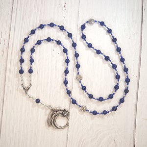 Veles Prayer Bead Necklace in Lapis Lazuli: Slavic God of Magic, the Underworld