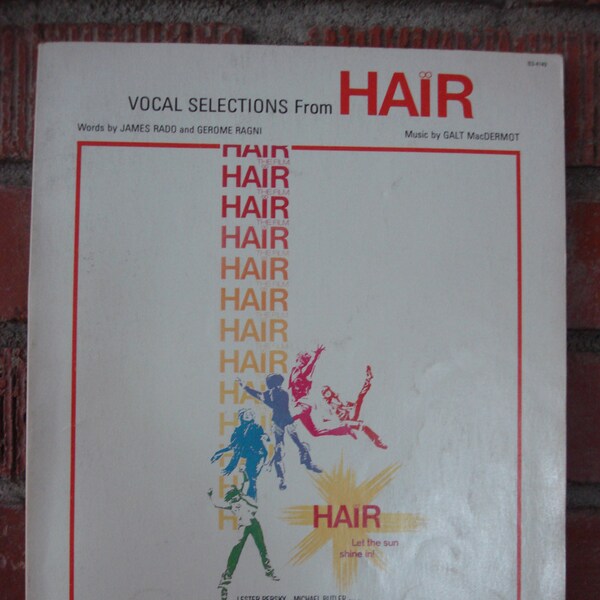 Vintage Musical Songbook, Music from 1970s Musical, 1979 "HAIR" Songbook with Photos, 22 Popular Songs, Let the Sunshine In, Aquarius & more