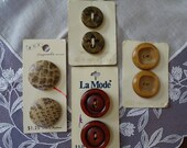 Vintage Button Assortment, 4 Cards of 2 Neutral Colored Buttons, Original Packaging, New Unused 7 8 quot to 1 1 8 quot Sizes, 1950 39 s Fashion Sewing
